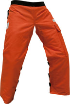 FORESTER Chainsaw Chaps for Men & Women | Apron Style Men's Chain Saw Chaps with Pocket & Adjustable Waist | Chainsaw Safety Equipment | Orange 35"
