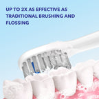 Flossing Toothbrush Head Replacement, 3 Count, Sonic Tooth Brushes and Water Flosser Combo Water-Pick Brush Heads (Compact Size, Black)