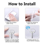 Adhesive Wall Hooks 13LB Heavy Duty No Drill Transparent Waterproof Hooks for Bathroom Kitchen Towel Coat 12 Pack