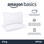 Amazon Basics - 400 Thread Count Soft Cotton Pillow Case, King Size, 40" L x 20" W, Machine Washable, White - Set of 2, Pillows Not Included