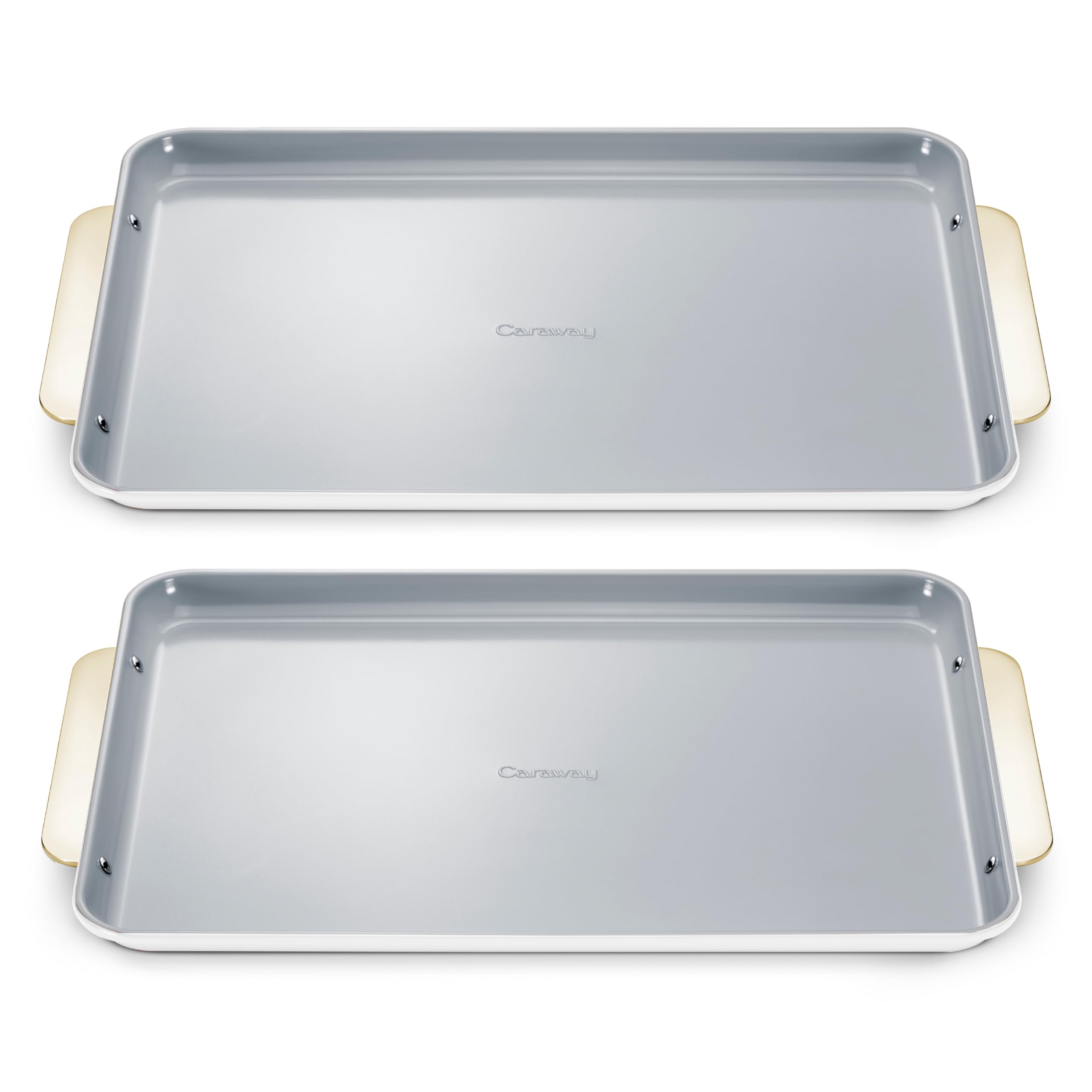 Caraway Non-Stick Ceramic Large Baking Sheet Duo - Naturally Slick Ceramic Coating - Non-Toxic, PTFE & PFOA Free - Perfect for Baking, Roasting, and More - Large (18" x 13") - White