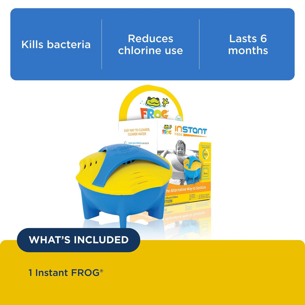 FROG Instant FROG for Pools - Prefilled Sanitizing Mineral Dispenser for Pools Up to 25,000 Gallons - Extends Chlorine Effectiveness for Easy Pool Treatment & Water Maintenance