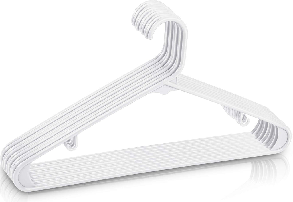 Utopia Home Plastic Hangers 50 Pack - Clothes Hanger with Hooks - Durable & Space Saving Coat Hanger - Heavy Duty White Hangers - Skirt Hangers