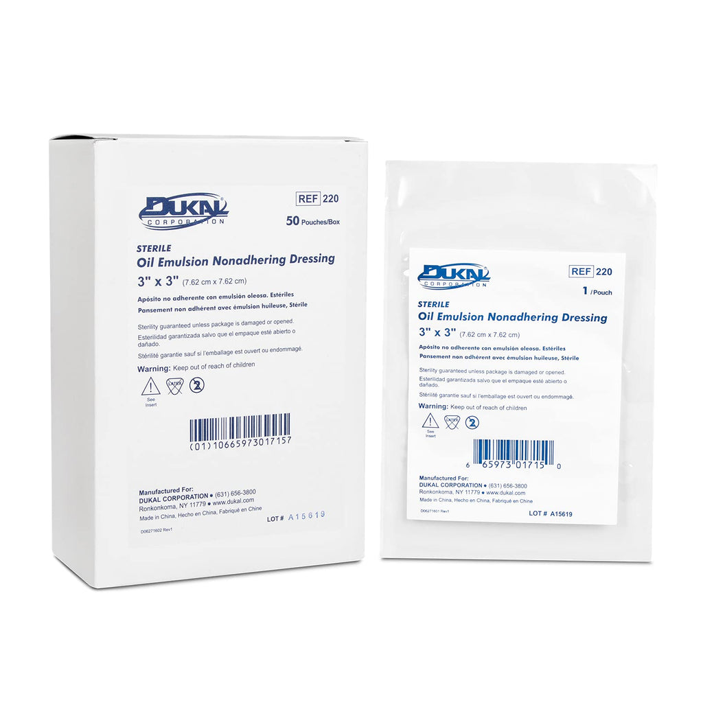 Dukal Oil Emulsion Dressing, 3" Width x 3" Length, Pack of 50