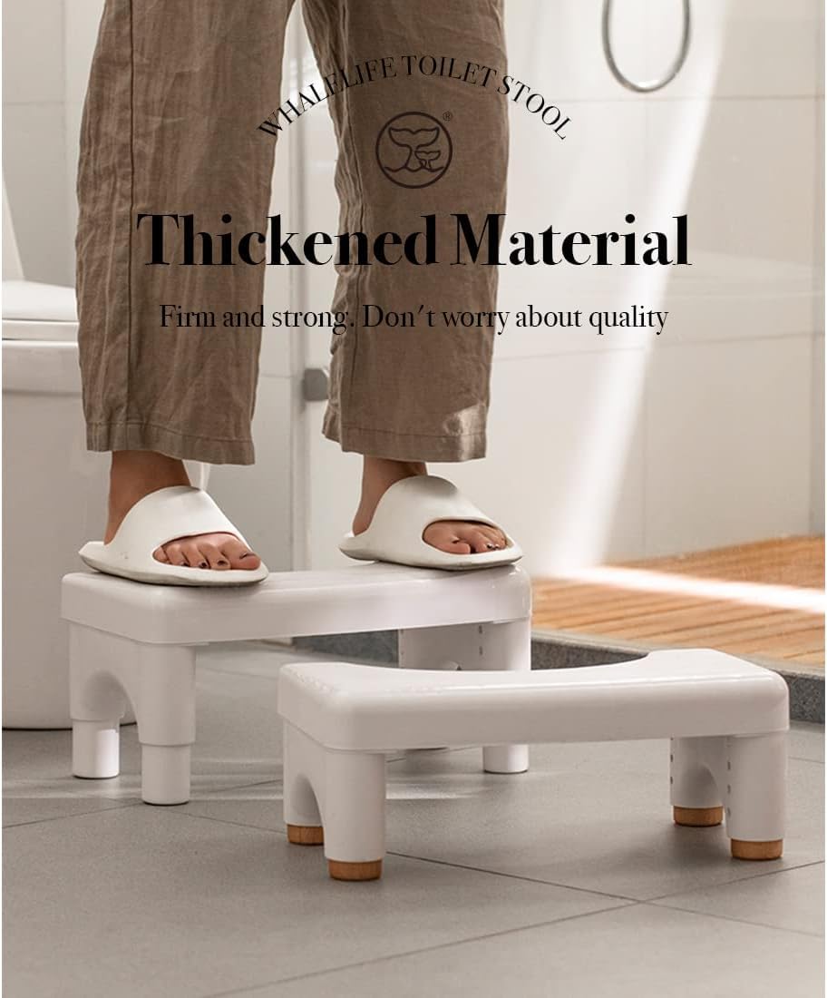 Toilet Stool,Poop Stool Adult for Bathroom Toilet Stool Squat Adult (White, Plastic Feet)