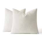 MIULEE Set of 2 White Throw Pillow Covers 18x18 Inch Decorative Couch Pillow Covers Textured Boucle Accent Solid Christmas Pillow Cases Soft for Cushion Chair Sofa Bedroom Livingroom Home Decor