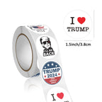 2024 Donald Trump Stickers Roll 500Pcs - Funny Presidential Election USA American Flag Decals - Easy Stick & Removeable for Scarpbook Window Tumblers Water Bottles Teens
