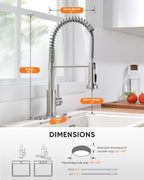 OWOFAN Kitchen Faucets, Brushed Nickel Kitchen Sink Faucet with Pull Down Sprayer Single Handle with Deck Plate Stainless Steel, Suitable for Farmhouse Camper Laundry Rv Bar - OWOFAN 9009SN