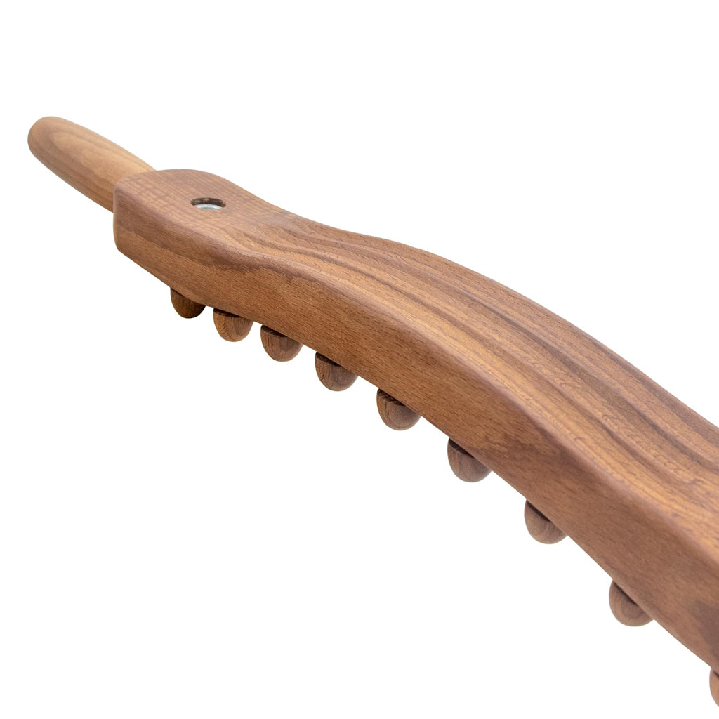 Goodtar Guasha Wood Stick Tools Wooden Therapy Scraping Lymphatic Drainage Massager, Double Row 34 Beads Point Treatment Gua Sha Tools for Back Leg (34 Beads)