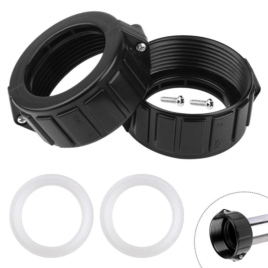 UASAM 2" Spa Hot Tub Heater Split Nut Unions with Screws & Heater Gasket, Split Nut for Hot Tub and Spa Replacement Part, Suitable for 2-inch Heater Assemblies - 2 Pack