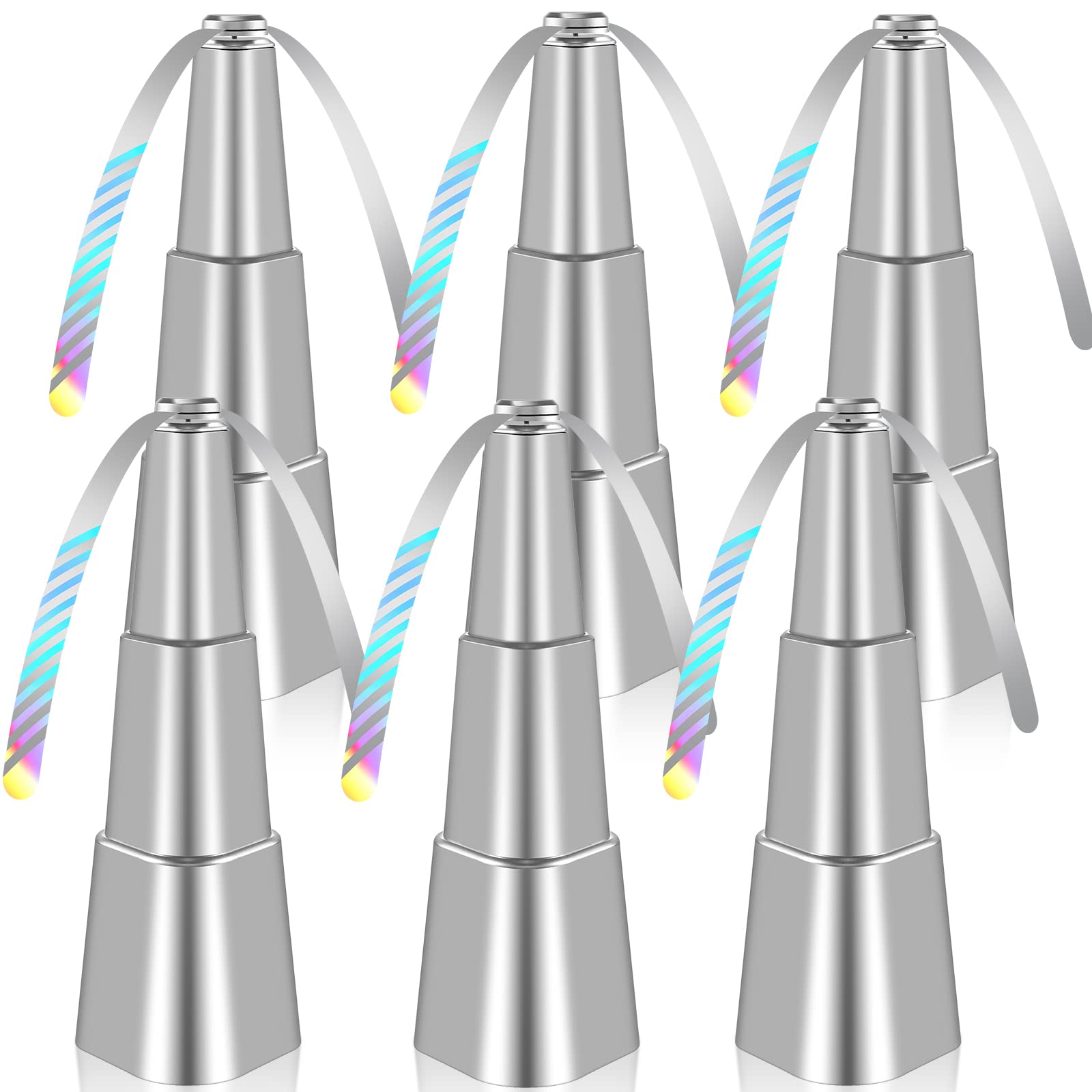 chemotex Fly Fan for Tables Food Fans Keeps Flies Away Fly Repellent Fans for Outdoor Table Top Bug Fan with Holographic Blades for Picnic, Outside (Silver, 6Packs)