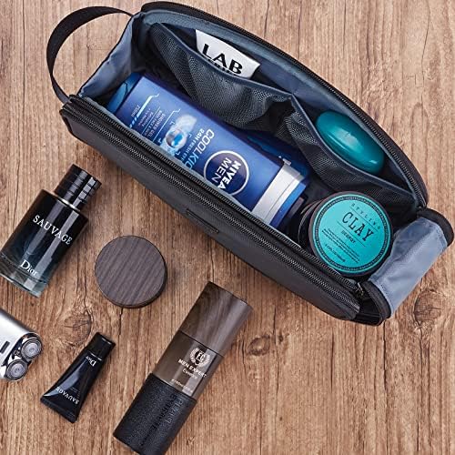 ZEEMO Travel Toiletry Bag for Men, Large Water-Resistant Full-Open Dopp Kit, Versatile Organizer for Shower and Hygiene Accessories, Bathroom Essentials, Cosmetics, Black