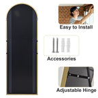HARRITPURE 64"x21" Arched Full Length Mirror Free Standing Leaning Mirror Hanging Mounted Mirror Aluminum Frame Modern Simple Home Decor for Living Room Bedroom Cloakroom, Gold