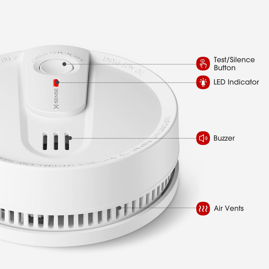 X-Sense Smoke Alarm, 10-Year Lithium Battery Life Fire Alarm with LED Indicator, SD2L0AX, 3-Pack