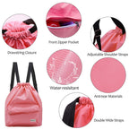 Dry Wet Separated Swimming Bag Portable Drawstring Backpack Waterproof Gym Sports Pool Beach Gear Bag