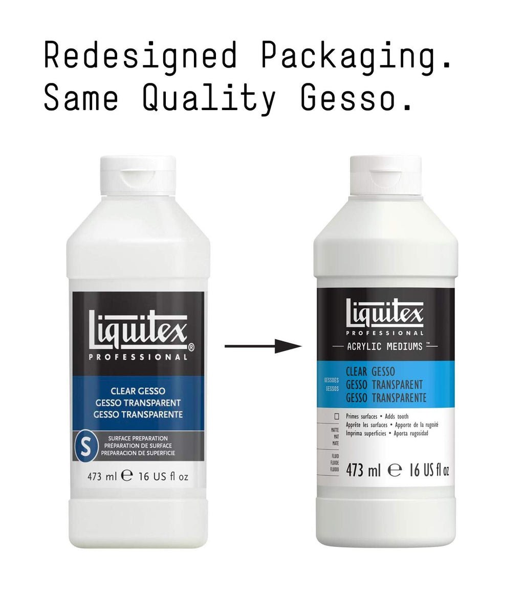 Liquitex Professional Gesso Surface Prep Medium, 473ml (16-oz), Clear