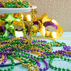 JOYIN 72 PCS Mardi Gras Beads Necklace, Gold, Green, Purple Metallic Colors Necklaces Set for Mardi Gras Party Favors Supplies, Costume Accessories, Masquerade, Accessories