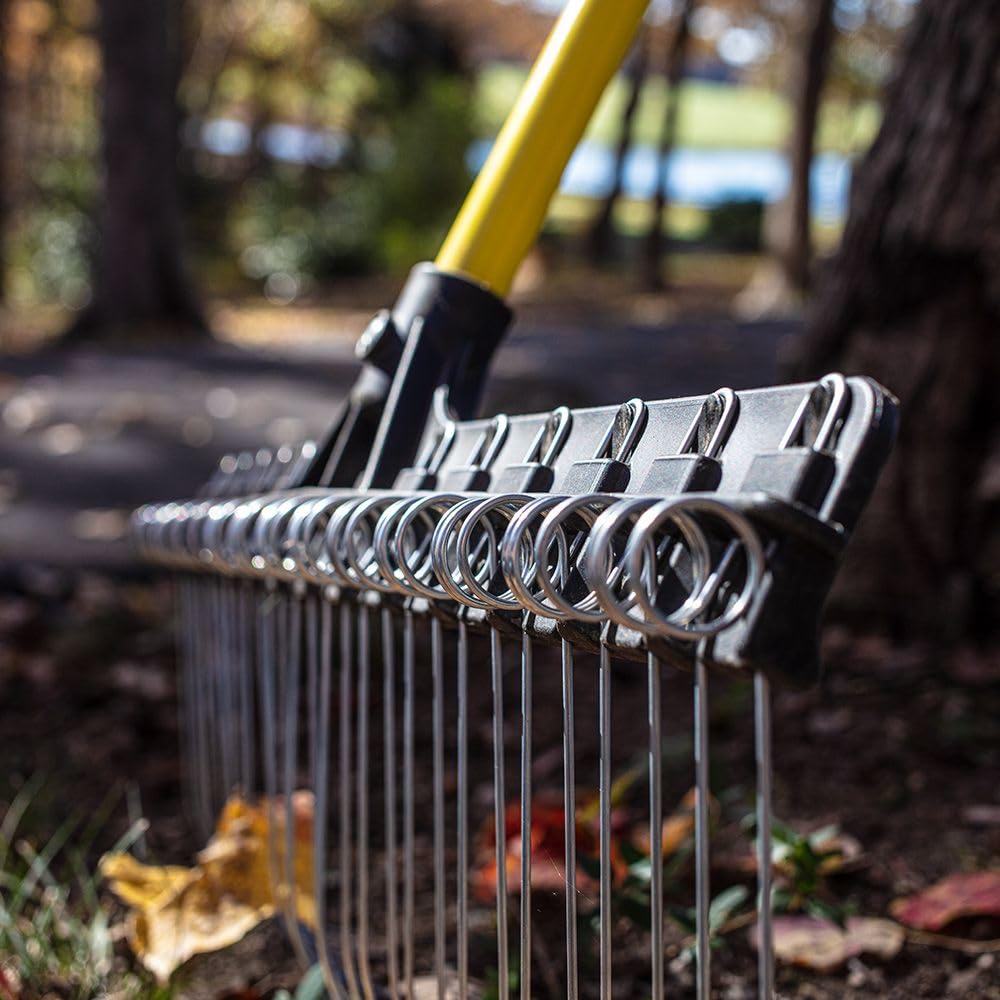 THE GROUNDSKEEPER II Rake 55-inch Lightweight Fiberglass Handle, 21-inch Head, Durable Steel Tines for Gardening, De-Thatching or Professional Landscaping