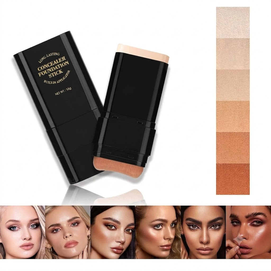 Face Foundation Contour Stick Long-wear Lightweight Brighten Stick Blemish Contouring Face Concealer Beauty Makeup 05#DEEP WHEAT COLOR