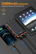 Mregb Power Bank,Solar Charger,36800mAh 5V3.1A QC 3.0 Dual 2 USB Port Built-in Powerful Flashlight IPX7 Waterproof Dustproof Shockproof(Orange)