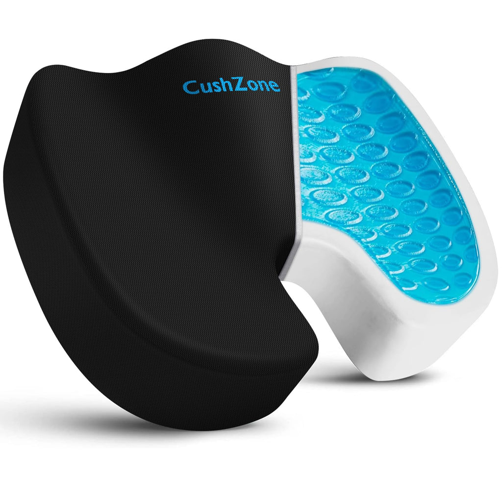Office Chair Seat Cushion, Cooling Gel Enhanced Memory Foam Cushion for Long Sitting - Back, Sciatica, Coccyx, Tailbone Pain Relief Pillow - for Office, Gaming, Car, Wheelchair - Black, X-Large