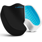 Office Chair Seat Cushion, Cooling Gel Enhanced Memory Foam Cushion for Long Sitting - Back, Sciatica, Coccyx, Tailbone Pain Relief Pillow - for Office, Gaming, Car, Wheelchair - Black, X-Large