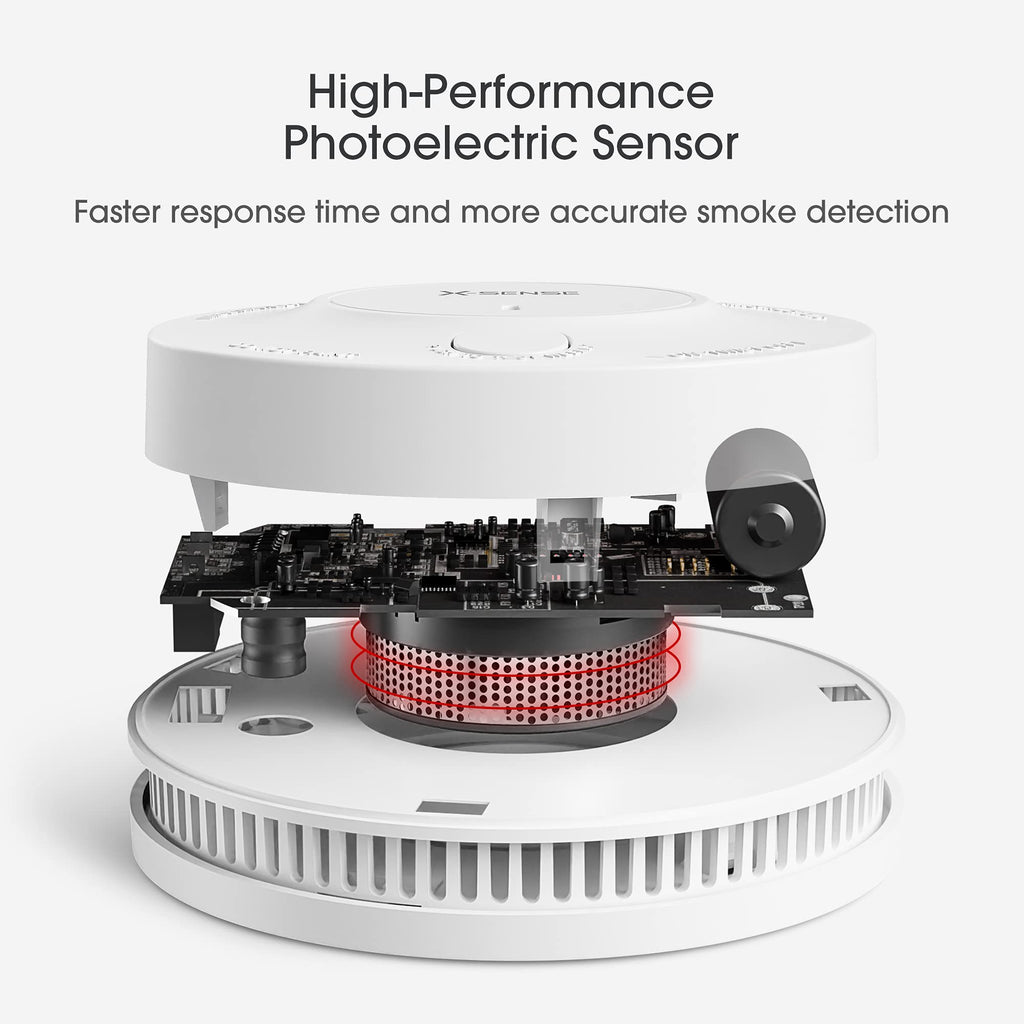X-Sense Smoke Alarm, 10-Year Battery Fire Alarm Smoke Detector with LED Indicator & Silence Button, SD2J0AX, Pack of 5