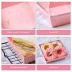 Ocmoiy Small Charcuterie Boxes with Clear Lids, To Go Paper Disposable Food Containers, 5 Inches Bakery Dessert Boxes for Sandwich, Cookie, Pastry, Cake Slice (Pink, 50ct)