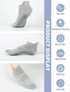 Pilates Grip Socks for Women Men Size 9-11 Yoga Socks Accessories Non Slip Grippy Socks Soccer Womens Hospital Barre Black Barefoot Socks Grippers Postpartum Essentials Non Skid Socks Elderly Gift 6BS