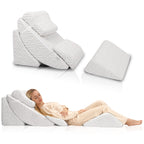 Betterhood 5pcs Orthopedic Bed Wedge Pillow Set, Adjustable Memory Foam, Post Surgery Foam for Back Neck & Leg Pain Relief Support, Acid Reflux, Snoring Reading, Sleeping, Sitting up, Grey