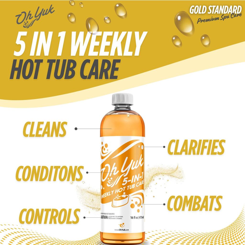 Oh Yuk 5-in-1 Weekly Hot Tub Chemicals (2 Pack) – All-in-One Hot Tub Cleaner & Spa Protector | Clarifier, Conditioner & pH Support | Spa Chemicals for Hot Tub Water Care