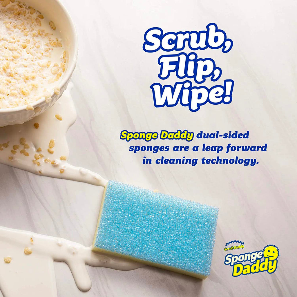 Scrub Daddy Sponge Daddy - Scratch-Free Multipurpose Dish Sponge - BPA Free & Made with Polymer Foam - Stain & Odor Resistant Kitchen Sponge (4 Count)