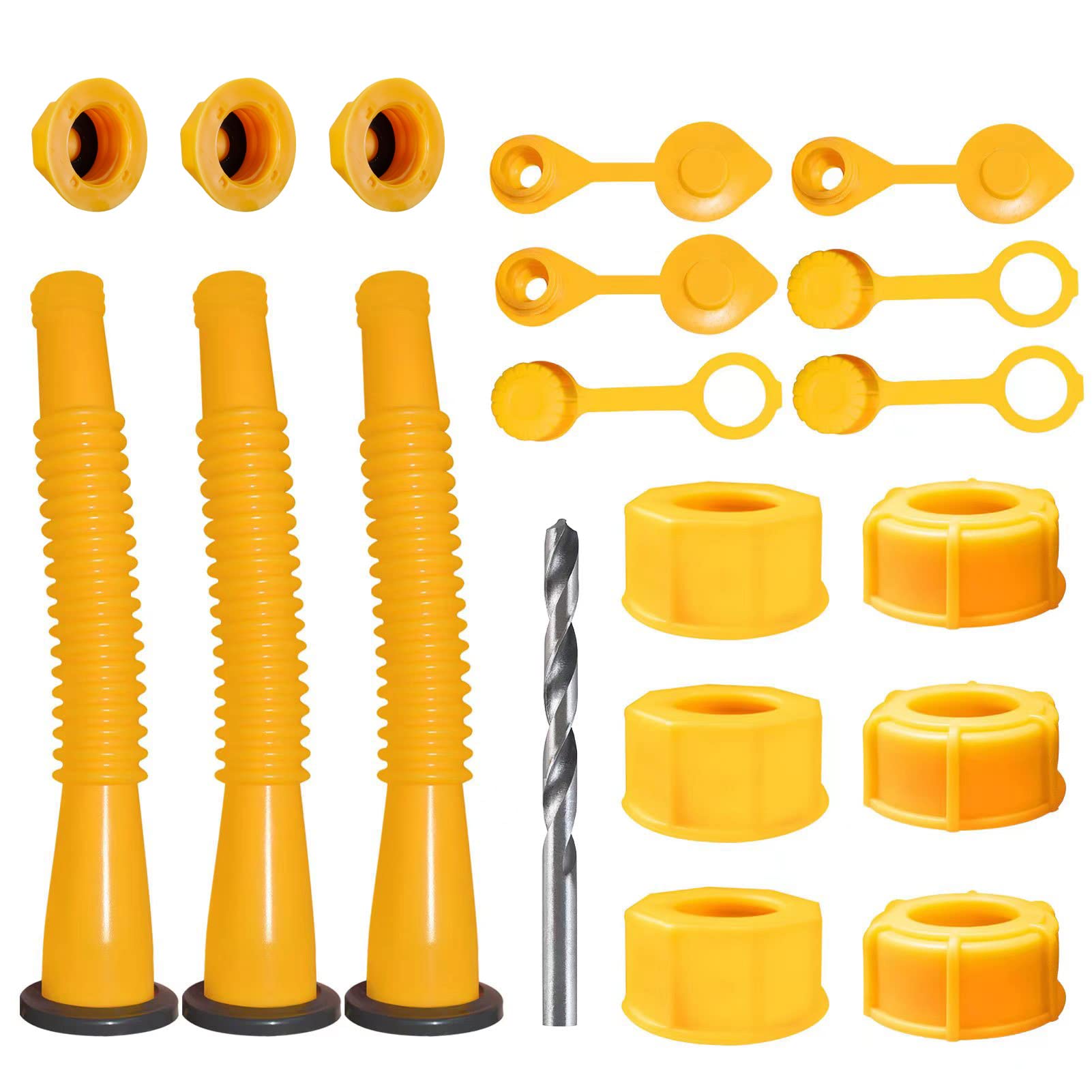 Gas Can Spout Replacement, Gas Can Nozzle Replacement, (3 Kit-Yellow) For Most 1/2/5/10 Gallon Gas Cans. Replacement gas can spout, Gas Can Replacement Spout. The tube is soft and flexible to use