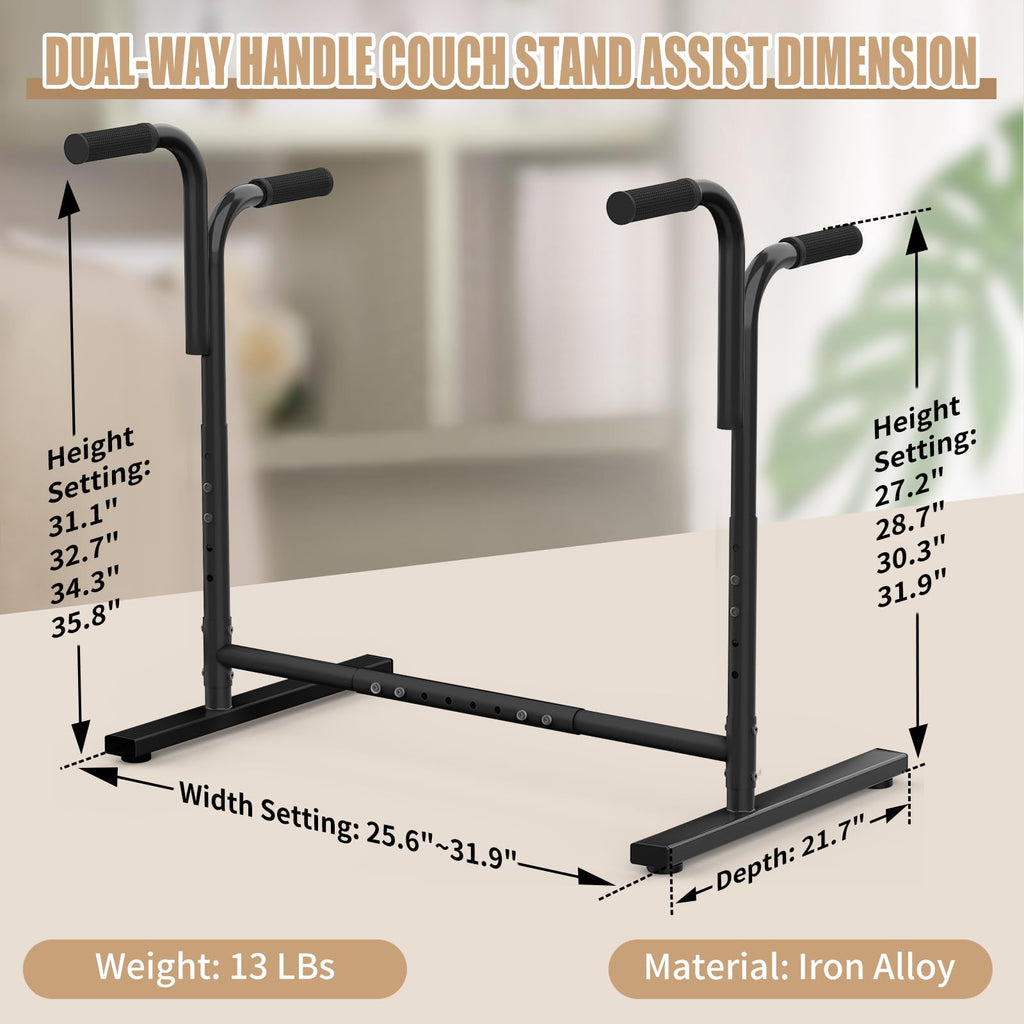Adjustable Dual-way Handles Couch Chair Stand Assist for Seniors, Standing aid & Support Device, Chair Lift Assist Device for Elderly Mobility & Daily Living Stand to Sit(300LBs Loading, Black)