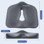 Ergonomic Seat Cushion for Tailbone Pressure Relief - Memory Foam Seat Pad for Comfort & Posture Improvement - Ideal for Office Chair,Desk Chairs, Car Seats, Wheelchairs, Home & Office Use(Dark Gray)