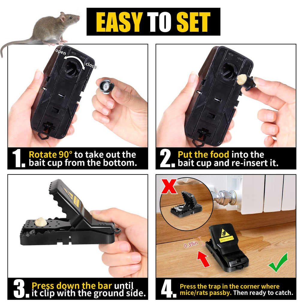 Mouse Trap, Small Rat Traps That Work, Best Humane Mouse Snap Traps No See Kill Mice Traps Mouse Killer with Detachable Bait Cup Safe and Effective Mouse Catcher for Home House Indoor Outdoor - 16PCS