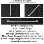 2 Pack 24 Inch Satin Brush Nickel Shower Grab Bar - 1.25" Diameter,ZUEXT Stainless Steel Bathroom Grab Bar, Bath Balance Bar,Safety Hand Rail Support, Handicap Injury Elderly Senior Assist Bath Handle