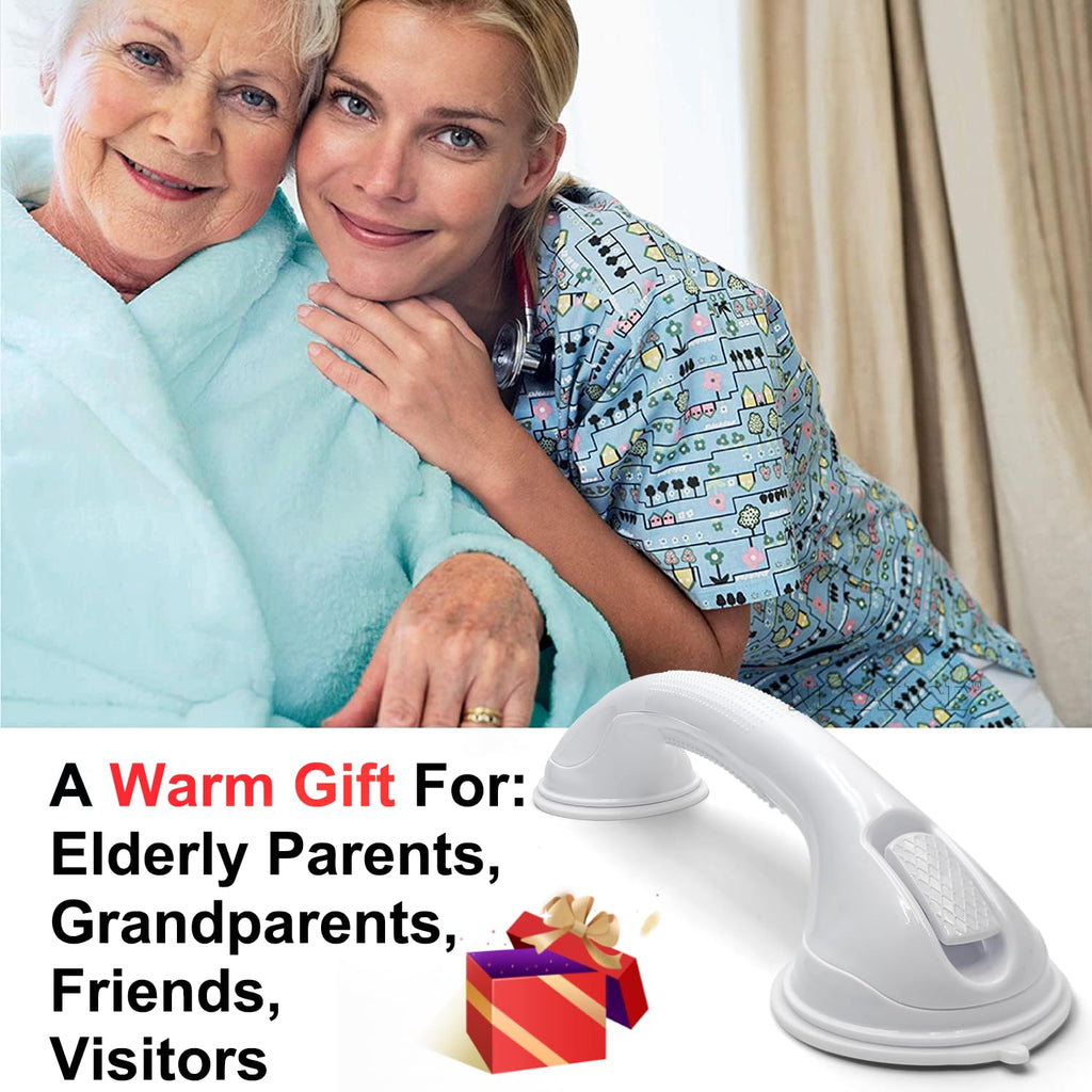 Grab Bars for Shower Heavy-Duty (2Pack) 16-Inch ADA Shower Grab Bars for Seniors Shower Handles for Elderly Suction Handicap Grab Bars Safety Handrail for Disabled for Bathroom Bathtubs Showers White