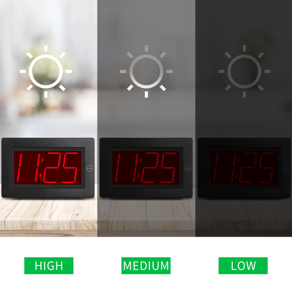 KWANWA Alarm Clock, 8" Large Screen Display, Digital Clock, Battery Operated, Auto Dimmer Mode,Wall Clock&Desk Clock for Bedroom, Office, Living Room, Elderly