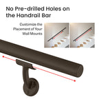 Meranti Aluminum Handrail for Indoor or Outdoor Steps and Stairs – Hand Rails for Elderly – DIY Complete Stair Railing Kit (3' Length, Bronze Textured)