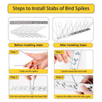 REMIAWY Bird Spikes for Pigeons Small Birds Cat, 10 Feet Anti Bird Spikes Stainless Steel Bird Deterrent Spikes 10 Strips