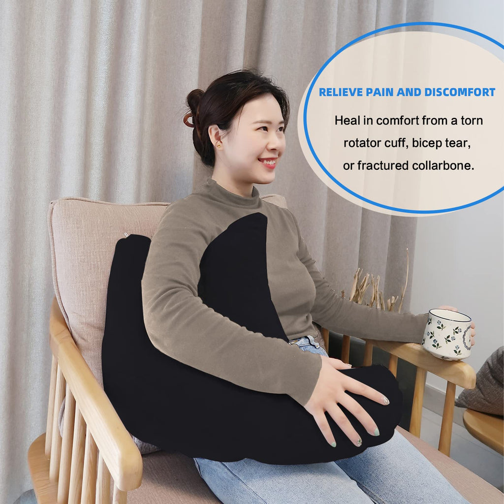 zimucxn Shoulder Surgery Pillow, Shoulder Pillow with Detachable Sling, Rotator Cuff Pillow for Shoulder Pain Relief, Comfortable Post Shoulder Surgery Pillow, Firm and Removable(Black)