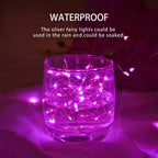 JMEXSUSS 4 Pack 50 LED Pink Fairy Lights Battery Operated, 16.1ft Pink Christmas Lights Indoor Outdoor Waterproof, Pink LED Lights for Bedroom Wedding Birthday Valentine Christmas Decorations
