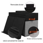 Gowee Large Toy Storage Box with Lid, Sturdy Toys Storage Chest Bin Organizer Basket with Dividers for Kids, Boys, Girls, Nursery, Closet, Bedroom, Playroom 25"x13" x16" (Black and Grey)