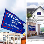 Oligei Trump 2024 Flag, 3 x 5 Feet Trump Flag Take American Back with 4 Pcs Trump 2024 Sticker, Polyester Fiber Trump Desantis 2024 Flag, 3 Ply Double Sided Trump 2024 Flag