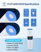 POOLPURE PLFPJANCS250 Pool Fliter Replaces Jandy CS250, PJANCS250, Unicel C-8425, Filbur FC-0824, R0462500, 17-175-3630, 250 Sq.ft Filter Cartridge 1 Pack