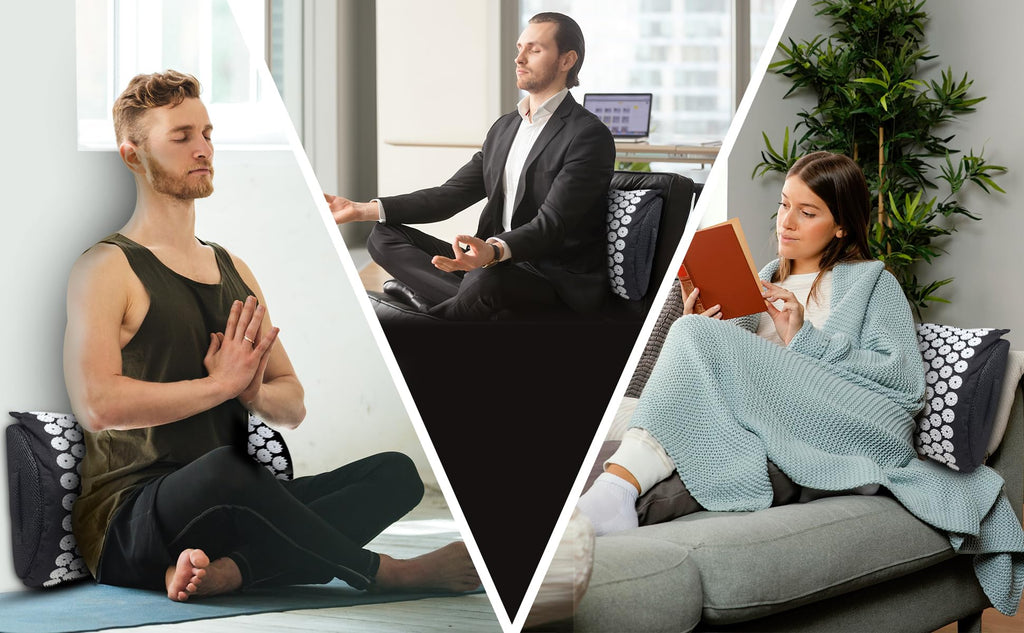 LovXtra Footrest with Acupressure Mat: FSA/HSA Eligible 2-in-1 Foot Rest for Work From Home, Office Under the Desk Accessories, Foot Massager, Acupuncture Pillow. Pain Relief for Feet Knee Heel & Back