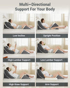 XICIKIN Orthopedic Bed Wedge Pillow Set, 2-Layer Memory Foam for Back, Leg Pain Relief, Comfortable Support, Post Surgery Adjustable Pillows Sitting and Sleeping(4pcs,22" Wide,White Grey)