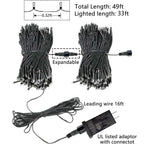 Upgraded 33FT 100 LED Christmas String Lights Outdoor & Indoor, Extendable Waterproof White Lights with Memory Function & Timer & 8 Modes for Christmas Tree Holiday Party Garden Decor (Cool White)
