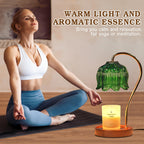 Dimmable Flower Candle Warmer Lamp with Timer, Green Candle Lamp Warmer for Jar Candle, 2024 Womens Gifts for Christmas, Xmas Gifts for Mom Unique, Home Decor for Bedroom Living Room Decor Aesthetic